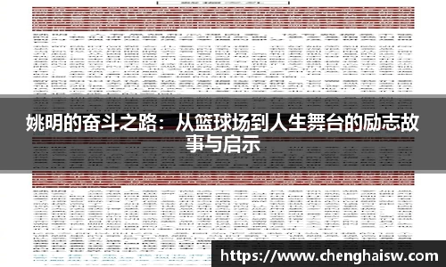 姚明的奋斗之路：从篮球场到人生舞台的励志故事与启示